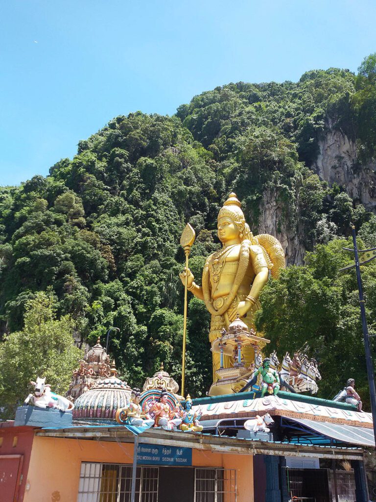 Lord Murugan watching over the Batu Caves on the outskirts of Kuala Lumpur