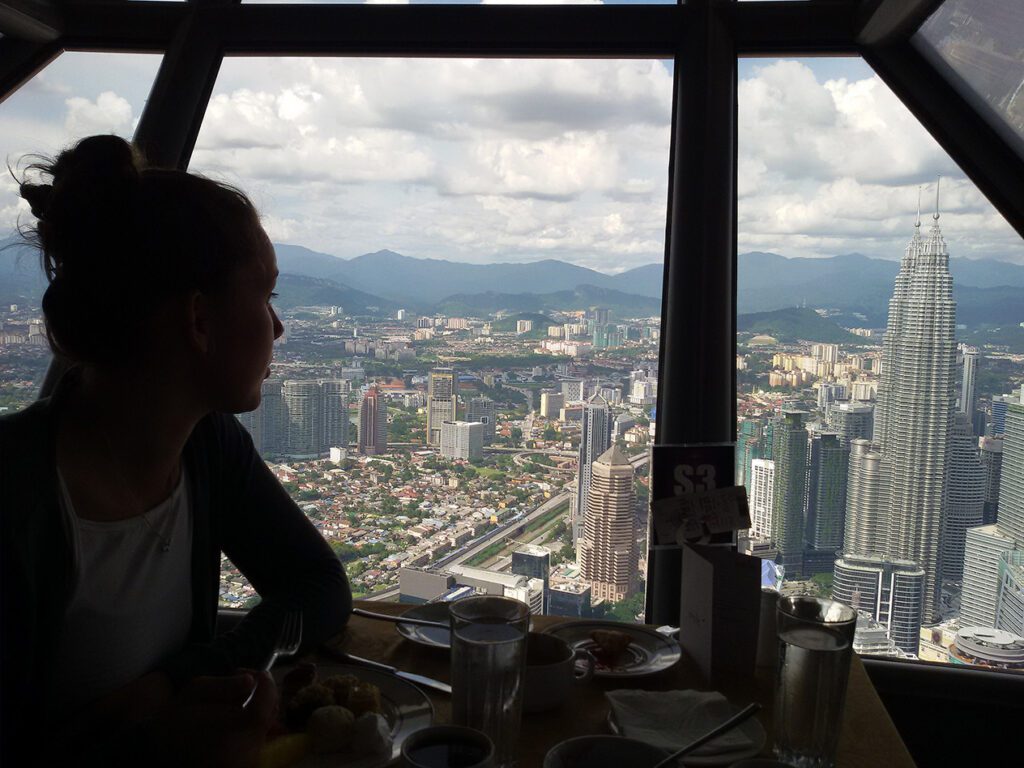 At the 360 degree restaurant on the KL tower