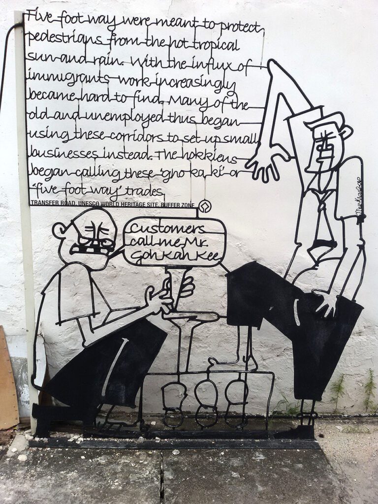 Cartoon made from iron rod in George Town on Pulau Penang