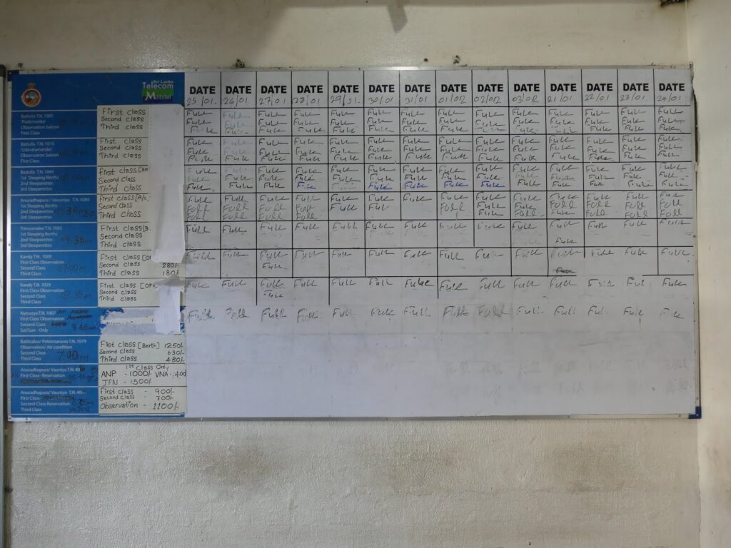 Time table at the train station in Colombo Sri Lanka