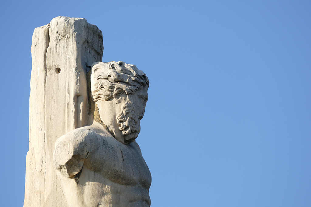 Statue of Triton in the Odeon of Agrippa at the Ancient Agora of Athens Greece