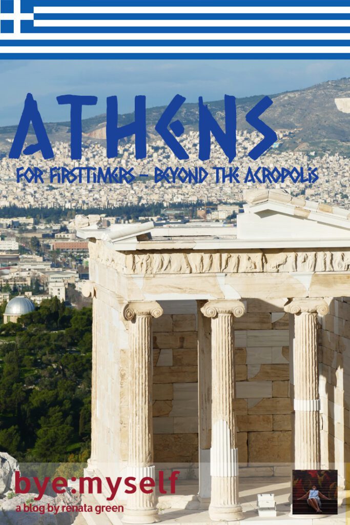 Pinnable PIcture for the Post on Athens for Firsttimers - Beyond the Acropolis. View of a temple in Athens