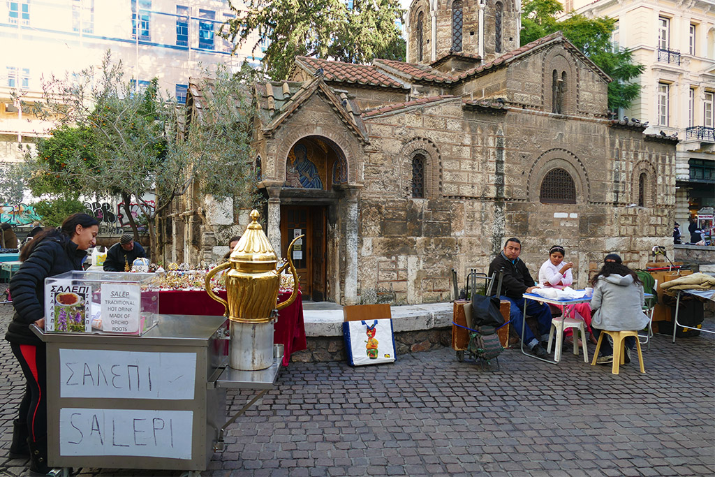 Kapnikareas Square with the old Byzantine church.