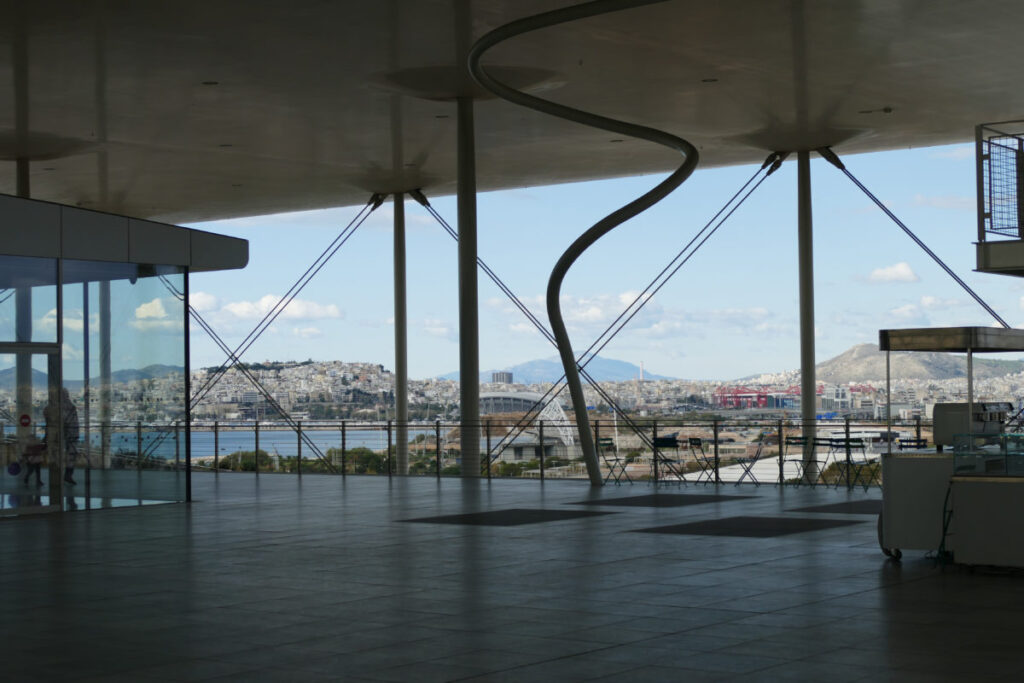 View from the terrace of the SNFCC in Athens