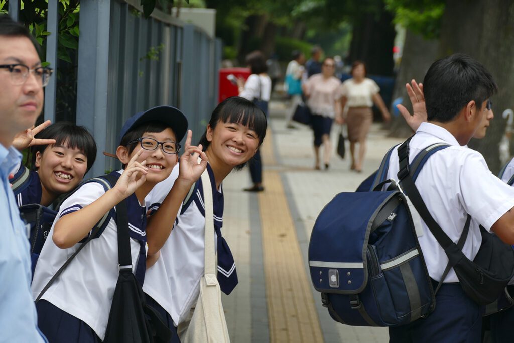 School kids in Tokyo, Japan