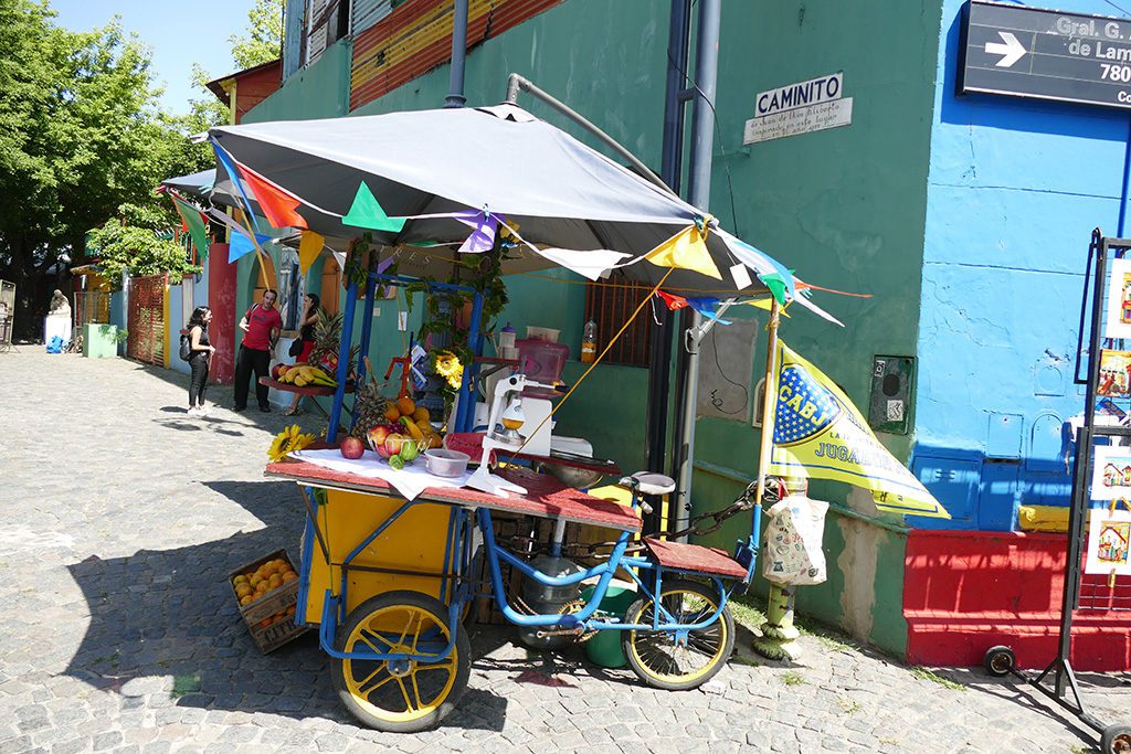 fruit-juice carriage at Caminito at La Boca in Buenos Aires