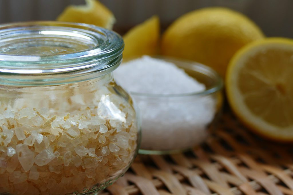 Homemade Mediterranean Lemon Salt according to a recipe for pickled delicacies. 