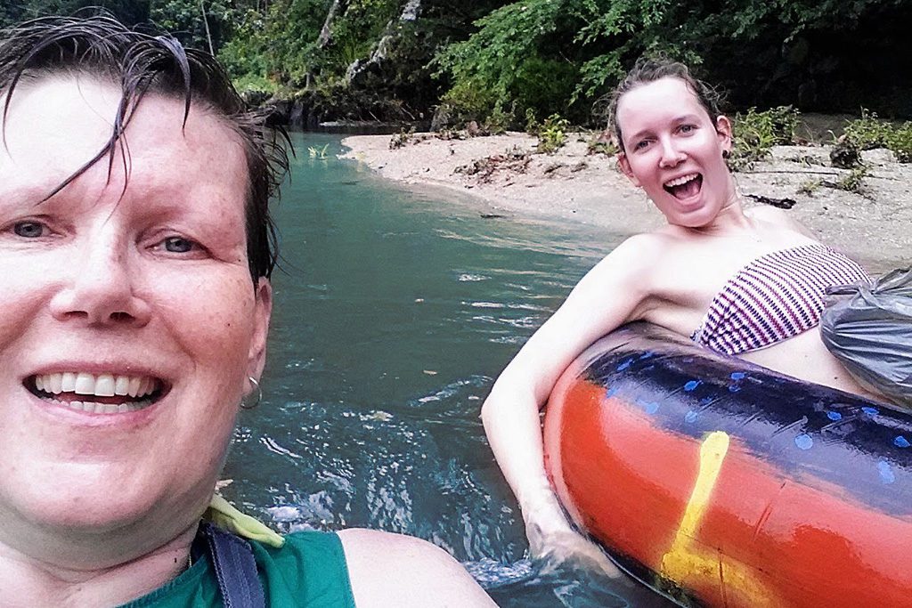 Two women floating on Rio Palomino