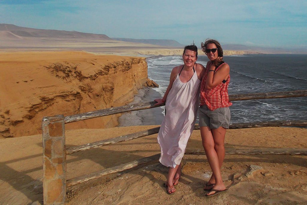 Two women on the coast of Paracas