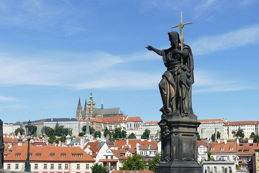 Statue John the Baptist on the Charles Bridge in Prague