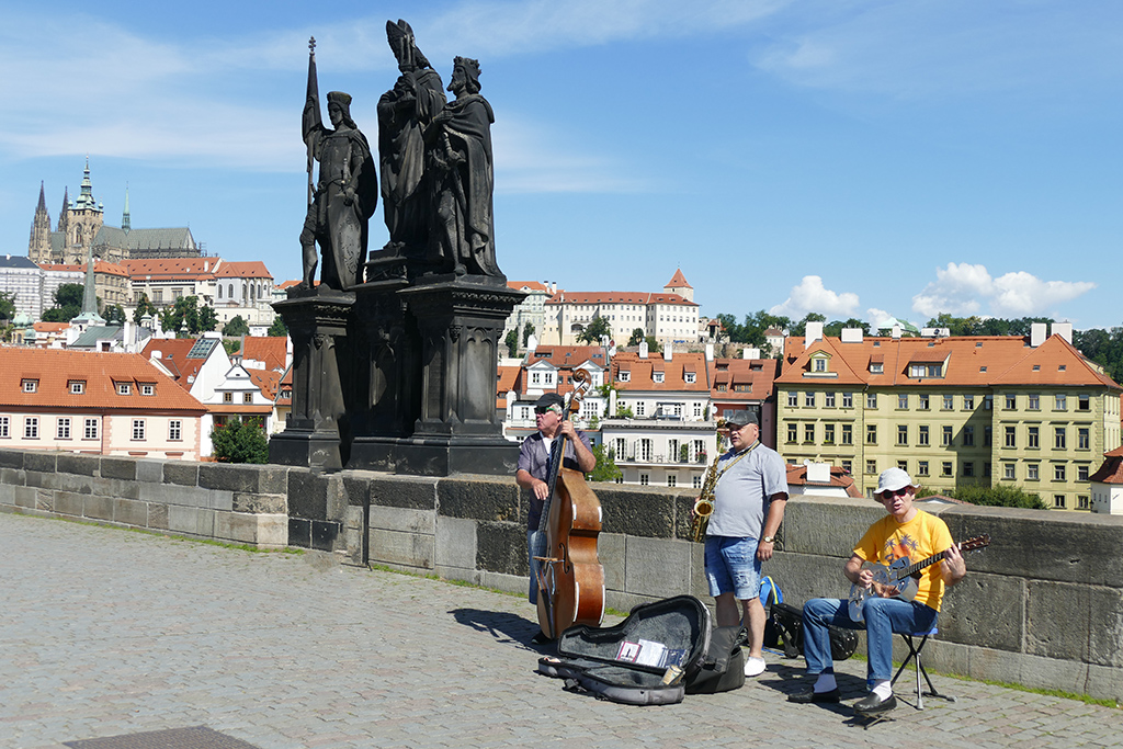 Musicians on the Charles Bridge in Prague