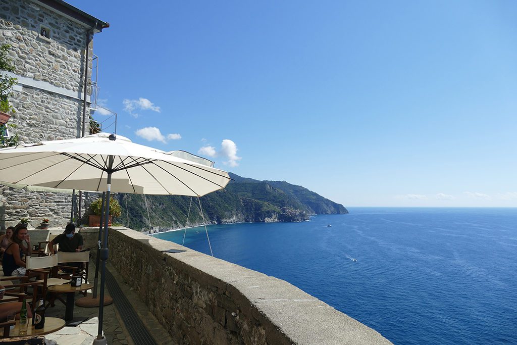 View of the Ligurian sea from Corniglia, one of the Cinque Terre connected by the world's most picturesque hiking trail