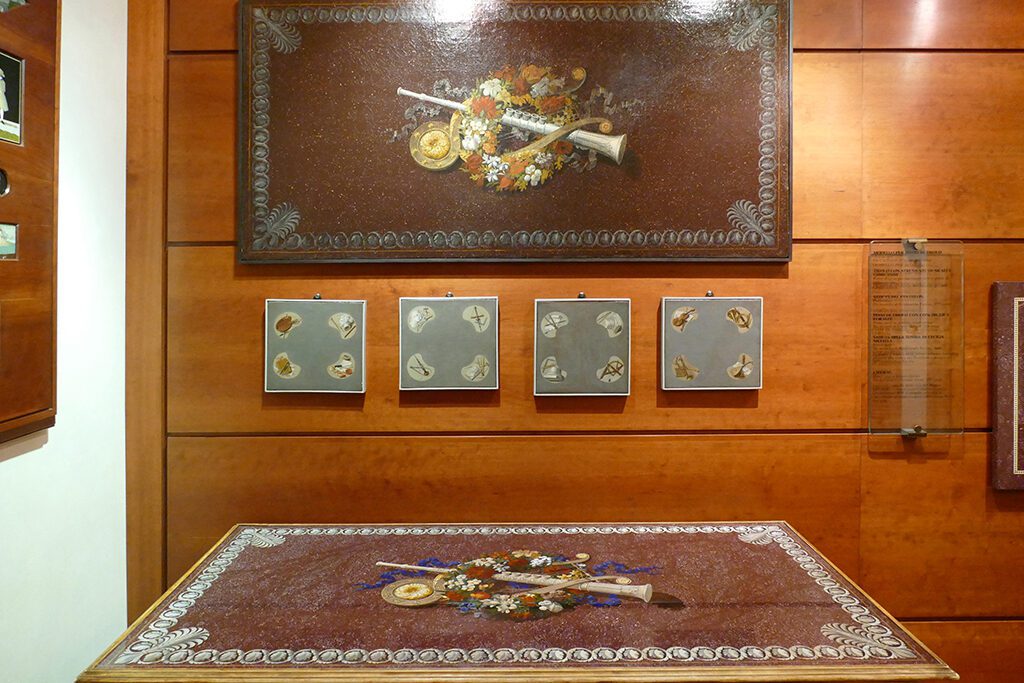 Tabletop and painting at the Opificio delle Pietre Dure in FLORENCE - Home of the Medici, Cradle of the Renaissance