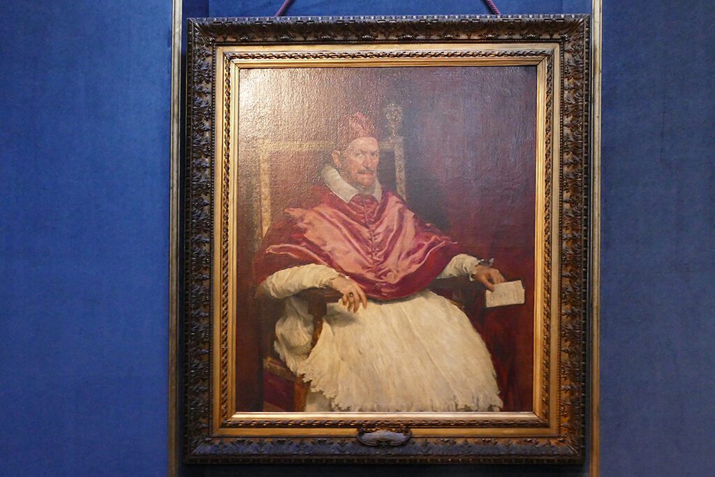 Pope Innocent X. Pamphilj depicted by Diego  Velázquez.