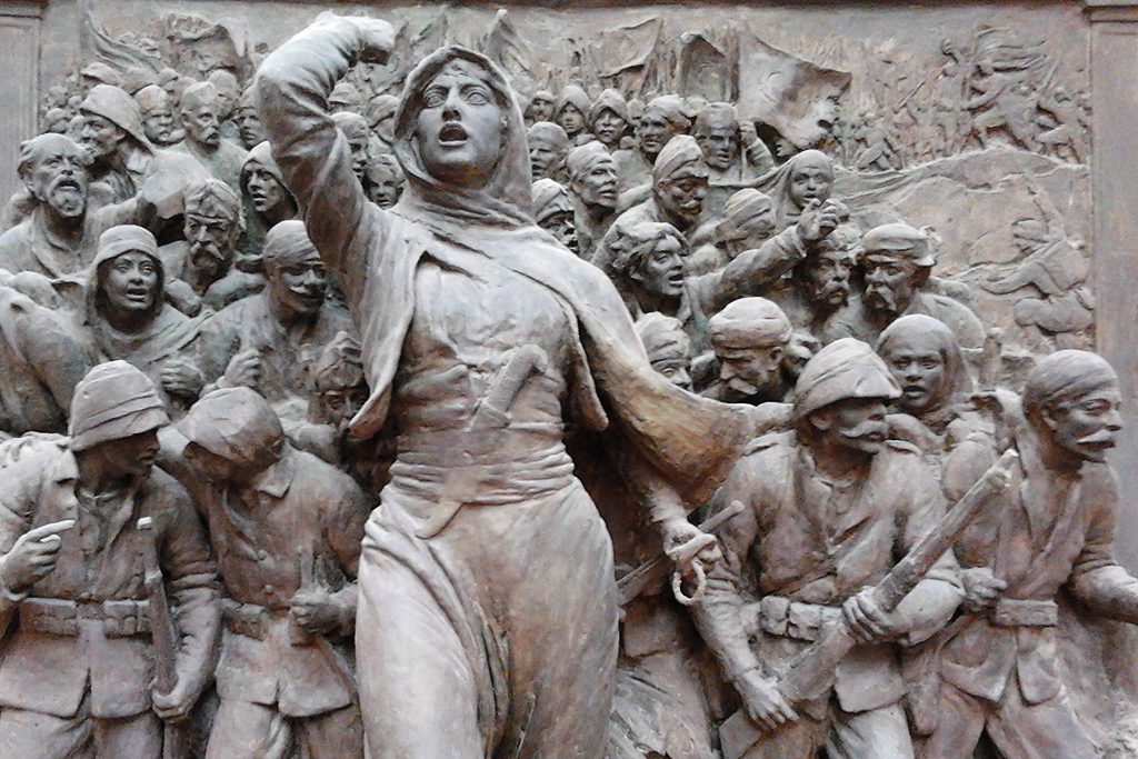 Detail of the pedestal of the Atatürk Monument in İzmir, Turkey.