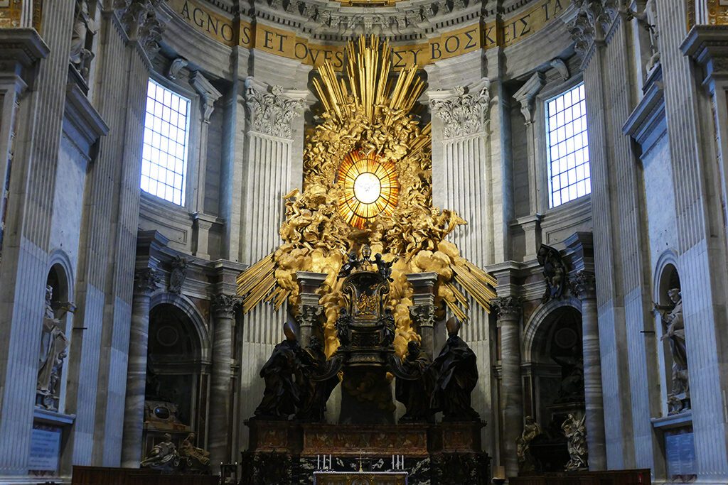 Altar of the Chair of Saint Peter designed by Bernini in 1666 at the Vatican in Rome.