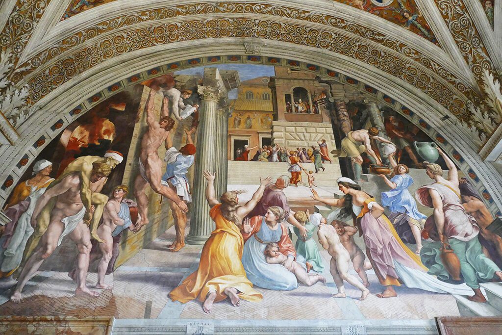 The Borgo fire by Raphael at the Musei Vaticani in Rome. A must for first timers.