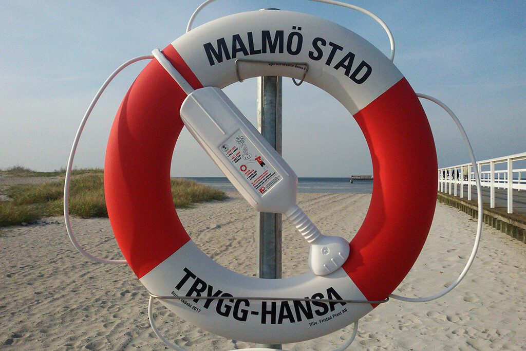 Lifebuoy on the beach of Malmö