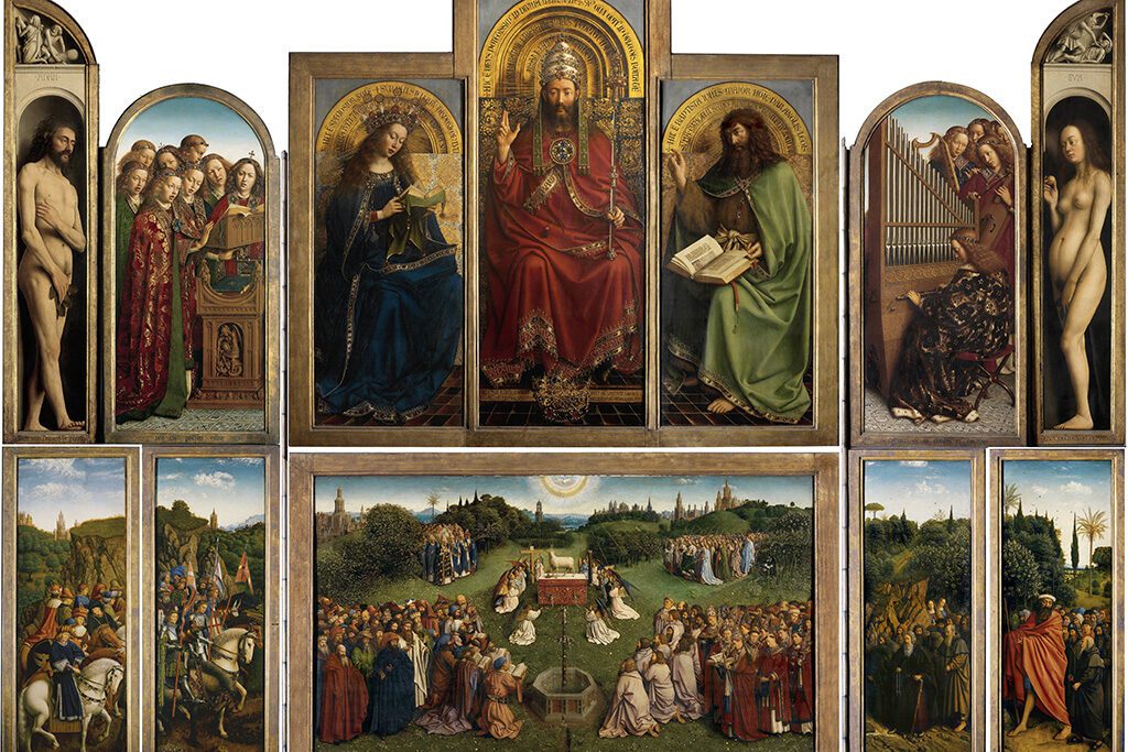 The Ghent Altarpiece by the Van Eyck brothers Jan and Hubert in Ghent - seen on a day trip to Antwerp, Bruges, and Ghent.