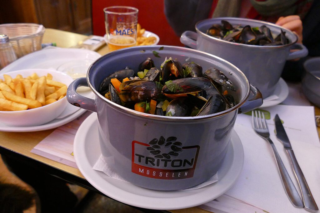 Belgian Mussles to be enjoyed on a day trip to Antwerp, Bruges, and Ghent