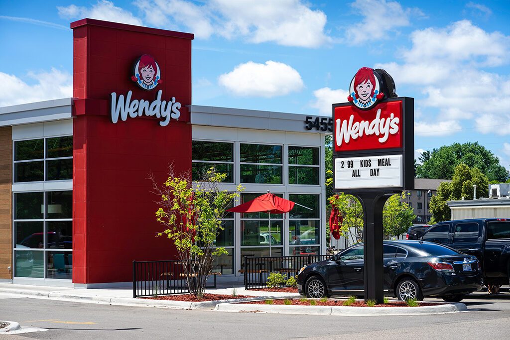 Wendy's Restaurant across from  a location of an adventurous accommodation