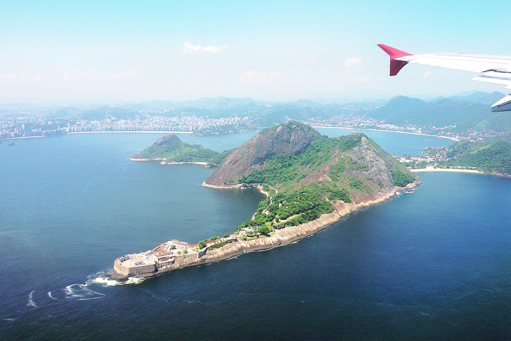 Bird's view of Rio de Janeiro from a plane.