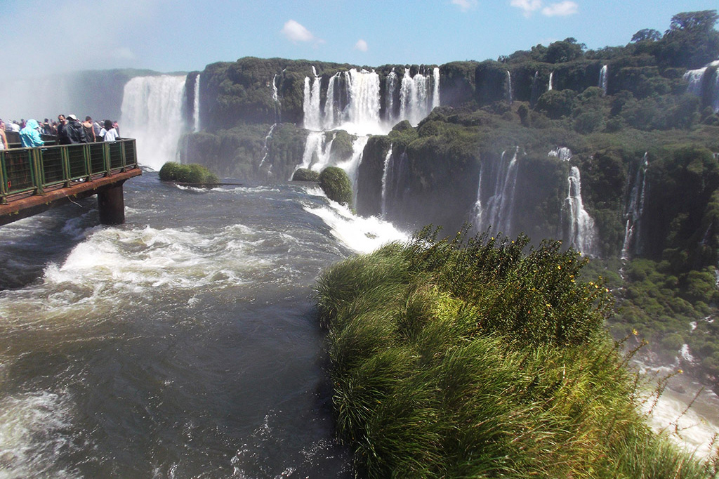 People looking at a Waterfall at Foz do Iguacu