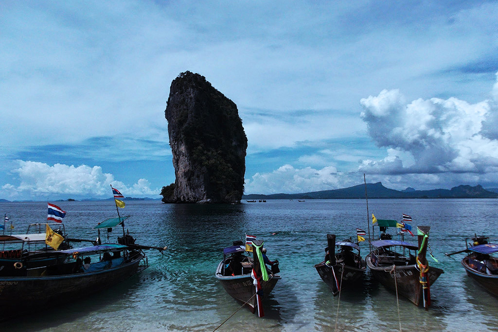 longtail boats in the andaman sea