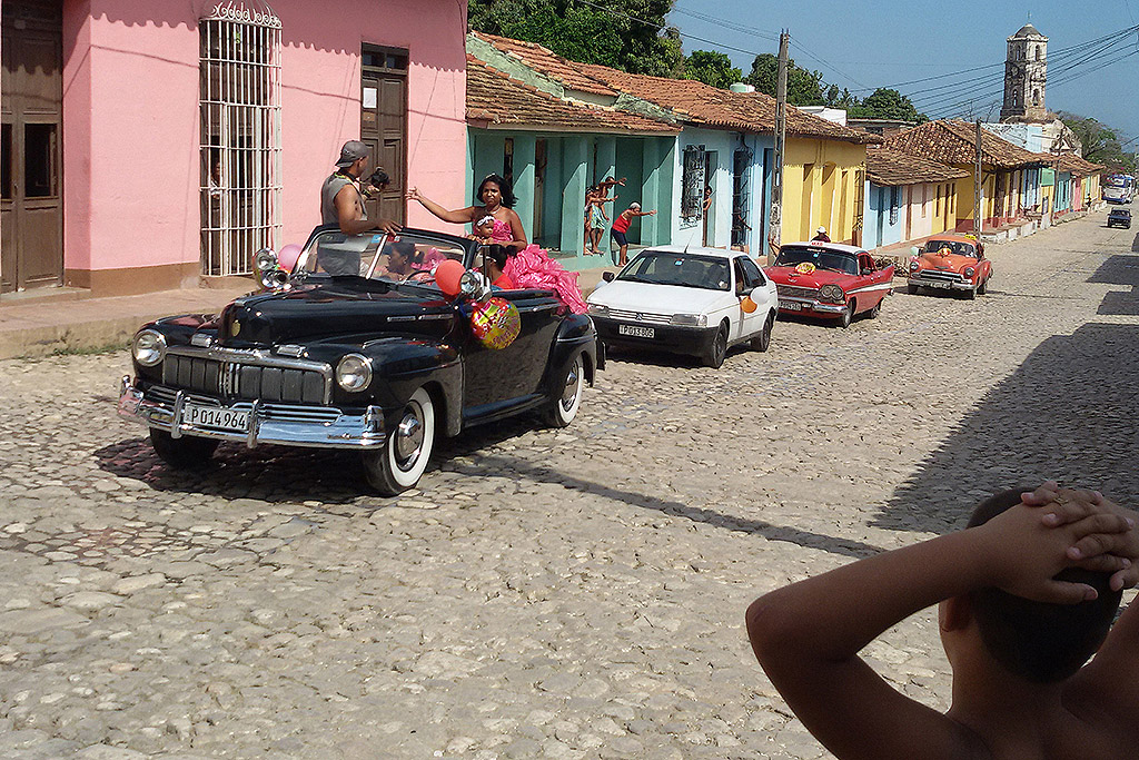 Wedding convoy in a non-touristy neighborhood of Trinidad Cuba's Colonial Fantasy