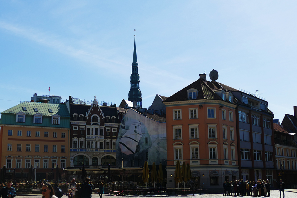 The Doma Laukums, Riga's largest square, surrounded by many stately buildings.