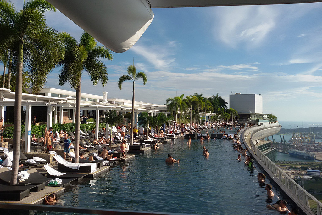 The famous infinity pool at the Marina Bay Sands Hotel