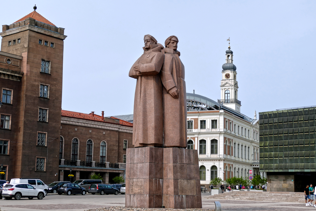 Latvian Riflemen statue in Riga, Latvia