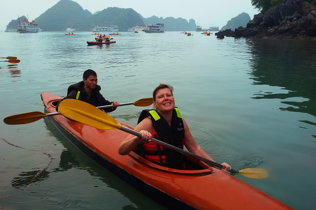 Renata Green kayaking at the Halong Bay