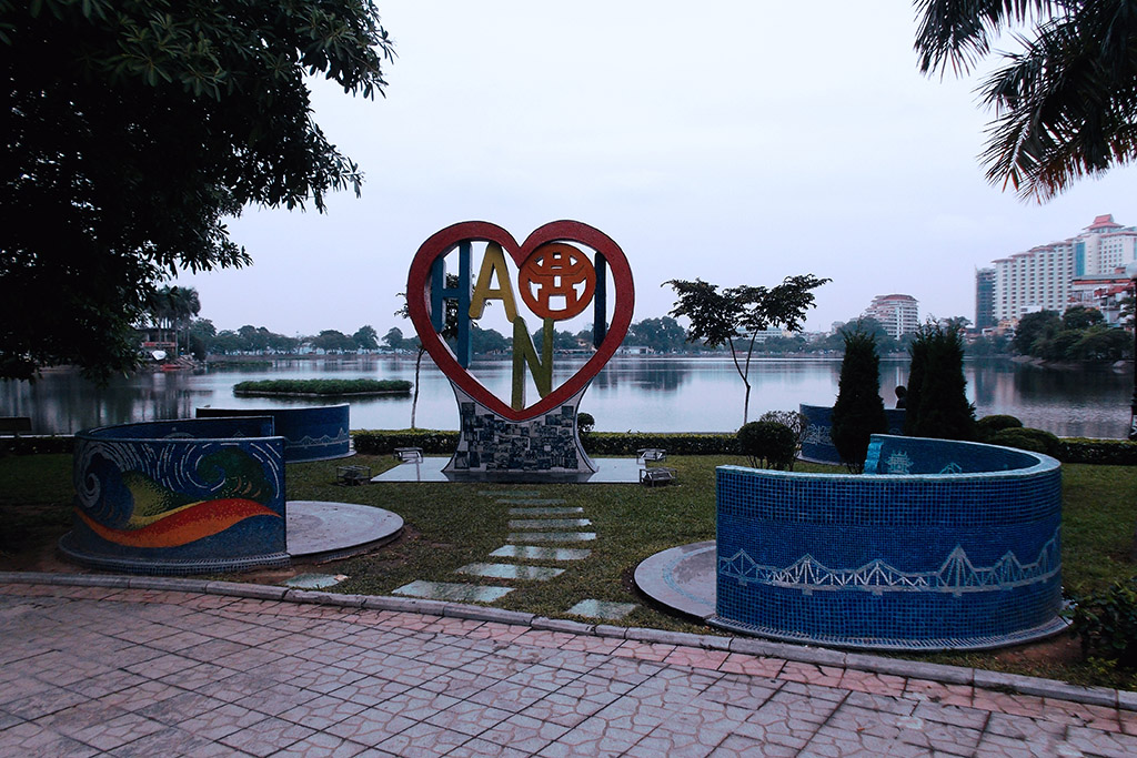 Sign at the West Lake in Hanoi, gateway to the mysterious HALONG BAY