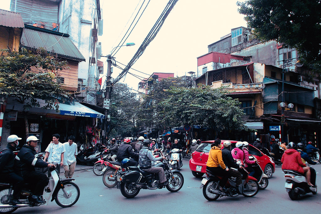 Busy street in Hanoi, gateway to the mysterious HALONG BAY