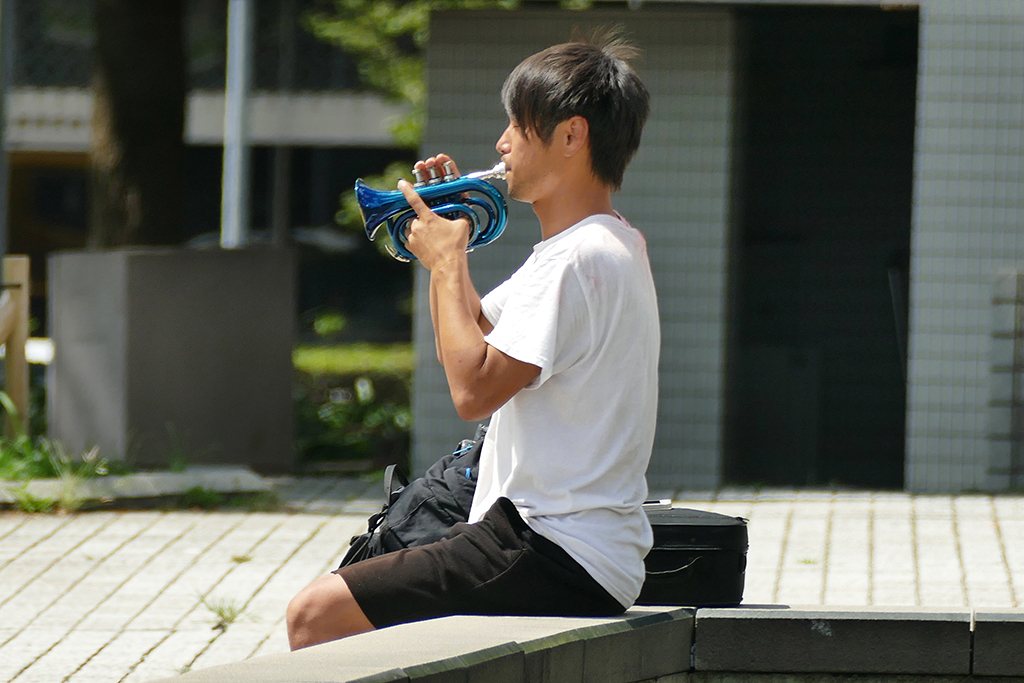 Trumpet Player in front of Nagoya City Science Museum