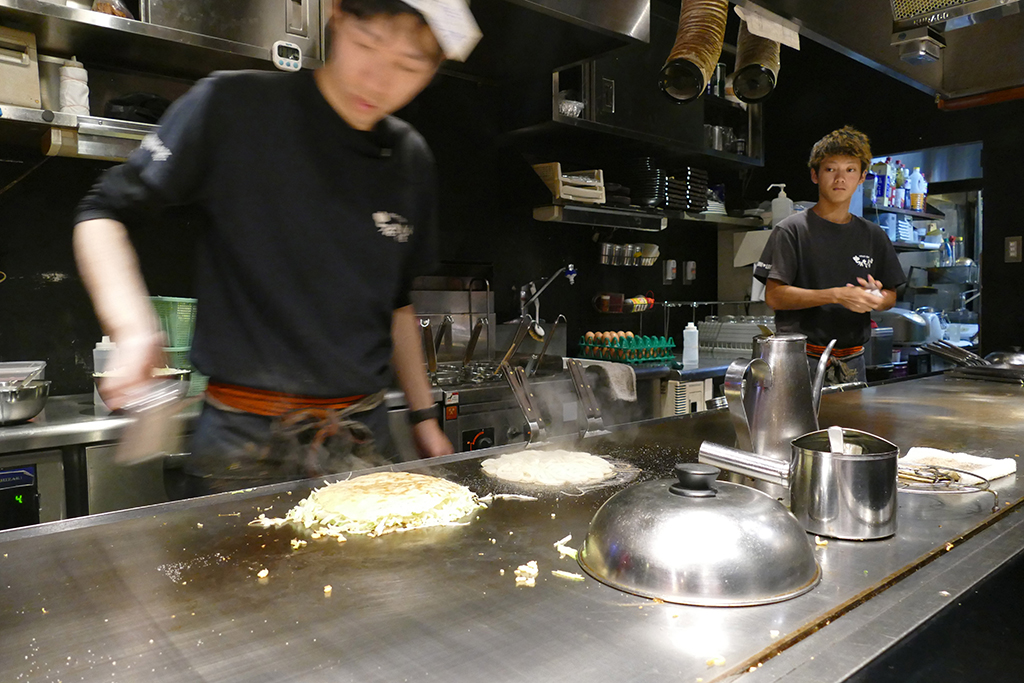 Okonomiyaki in Hiroshima after a trip to Miyajima