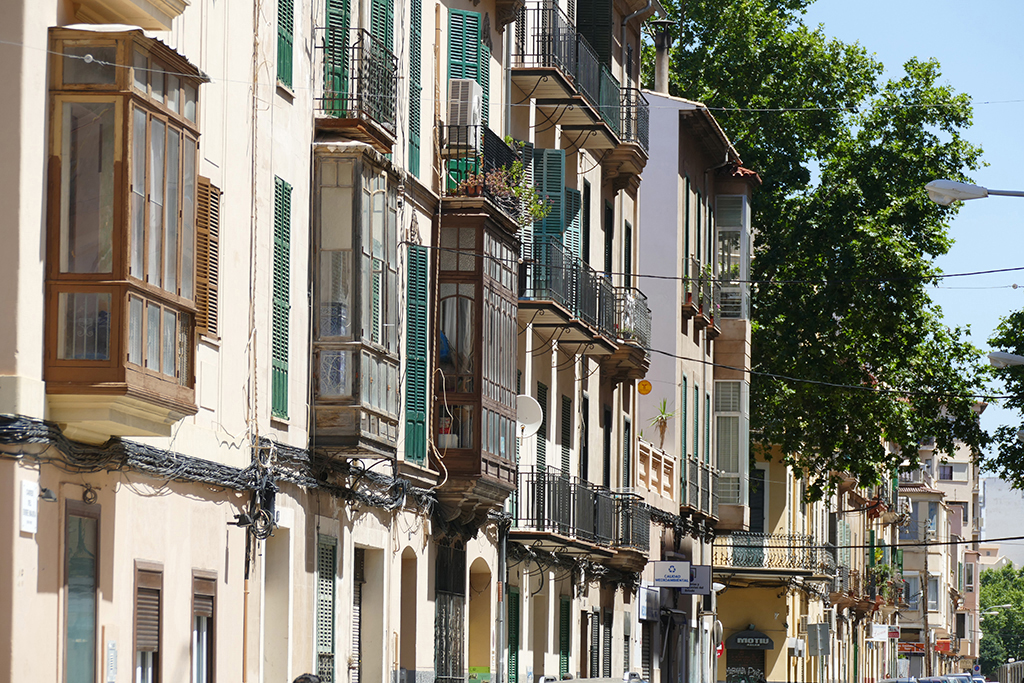 Facade with windows in Palma de Mallorca