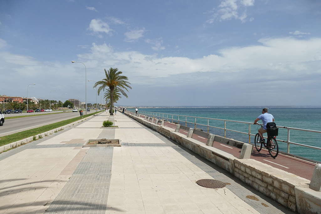 Man cycling on the promenade of Palma