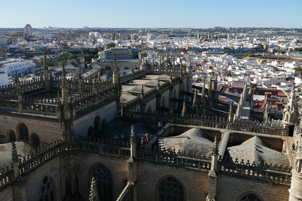 People on the roof of the Cathedral in Seville