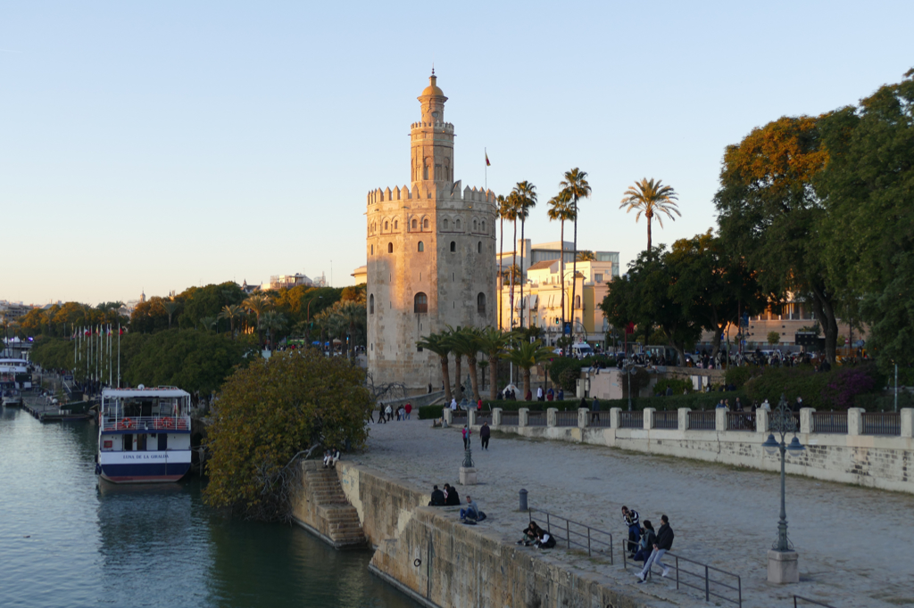 Torre del Oro, Plaza de Espana, visited during three Days in Seville Andalusia