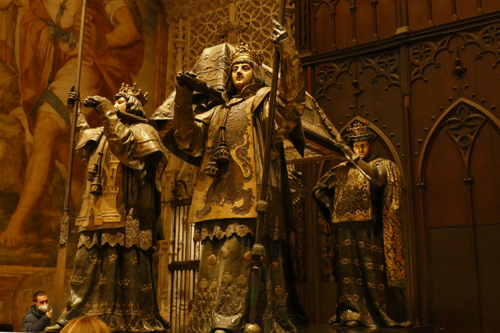 Christopher Columbus' tomb is held aloft by four allegorical figures representing the four kingdoms of Spain during Columbus’ life, Castille, Aragon, Navara, and Leon.