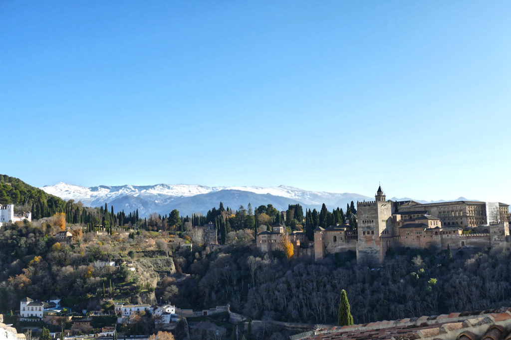 View of the Alhambra from the Mirador de San Nicolas in Granada