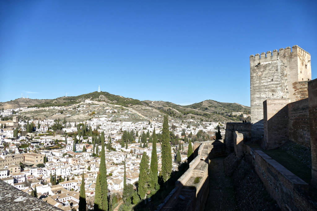 View of Granada from the Alhambra's Alcazaba.