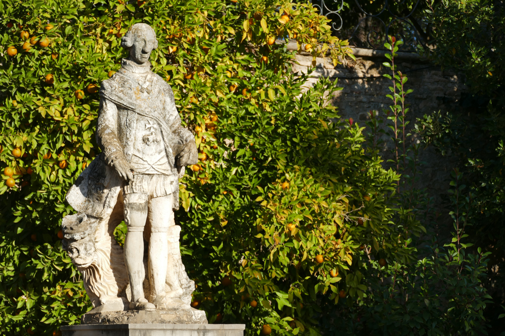Statue of Carlos III at the estate Carmen de los Mártires in Granada
