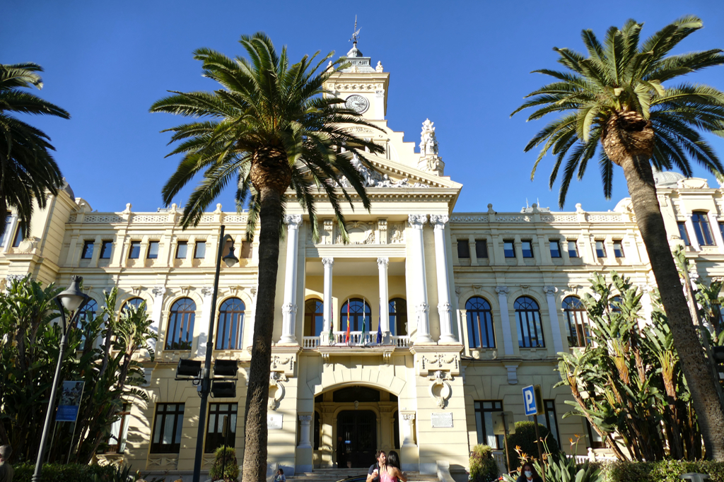 Málaga's townhall right across the street from the Parque de Málaga.