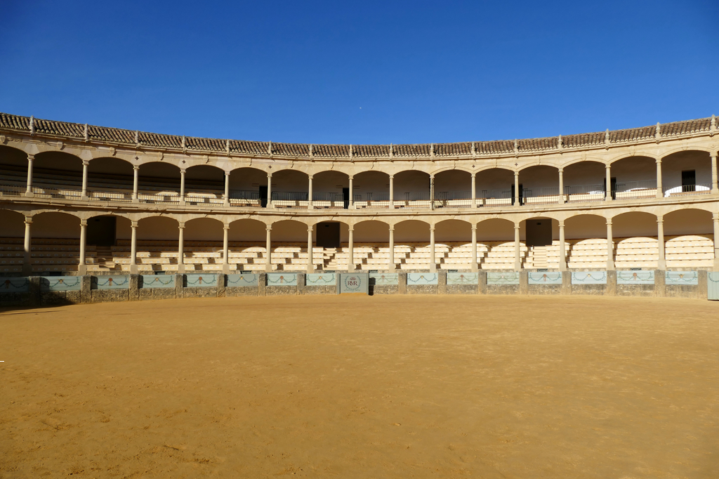 Bullring of the Royal Cavalry of Ronda, a white germ in the skies