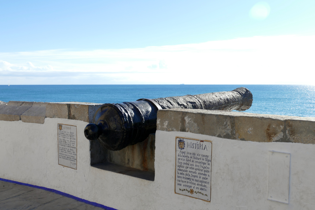 Cannon on the fortification wall of Sitges.