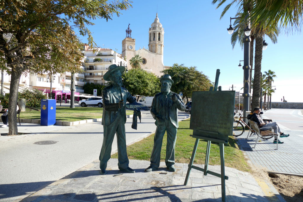 Santiago Rusinol and Ramon Casas, sculpted by Ramon Cuello in 2011.