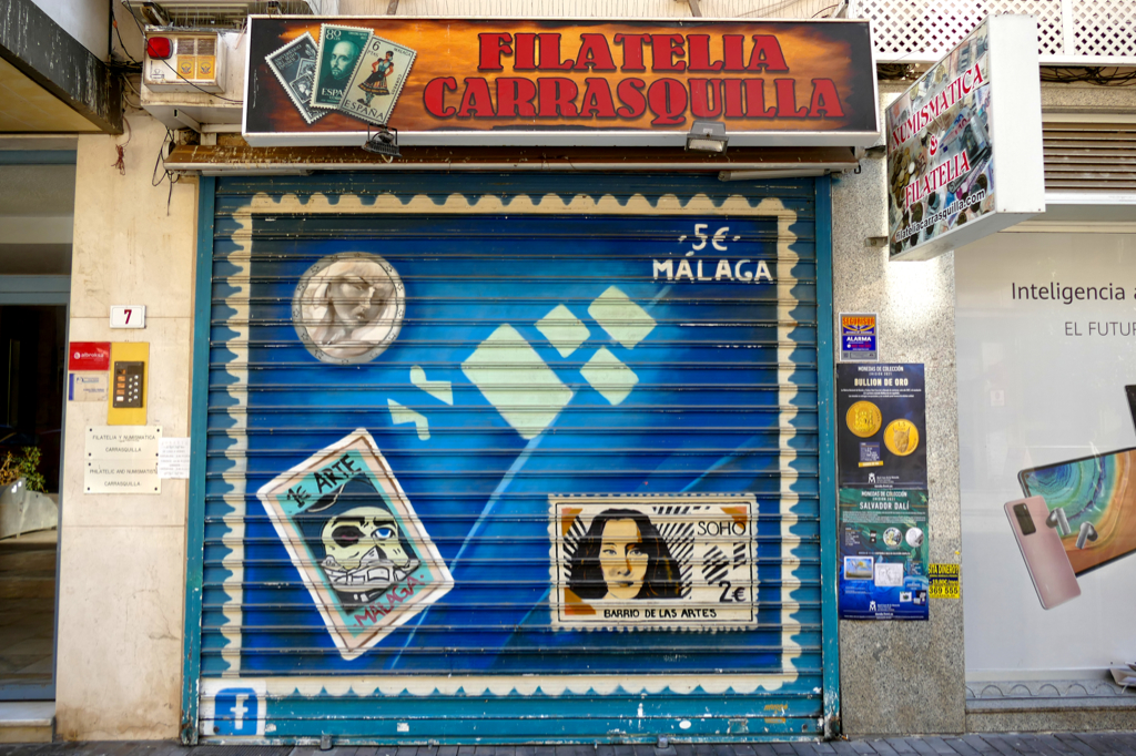 Painted shutter in Malaga